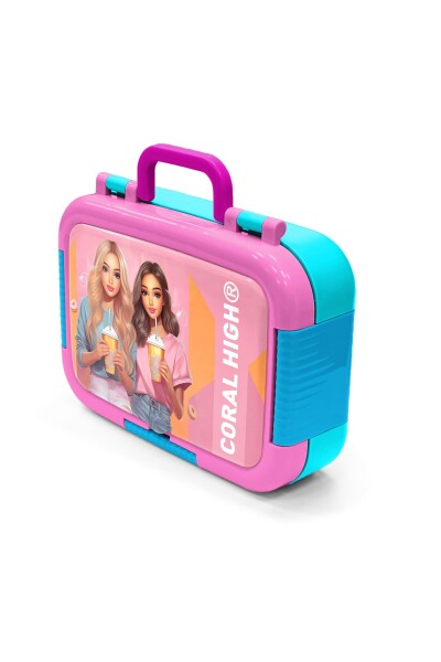 Coral High Kids Pembe Neon Mercan Fashion Desenli Paslanmaz Çelik Beslenme Kabı 39367 - 4