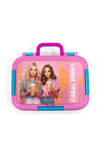 Coral High Kids Pembe Neon Mercan Fashion Desenli Paslanmaz Çelik Beslenme Kabı 39367 - 5