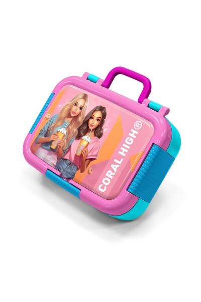 Coral High Kids Pembe Neon Mercan Fashion Desenli Paslanmaz Çelik Beslenme Kabı 39367 - 1