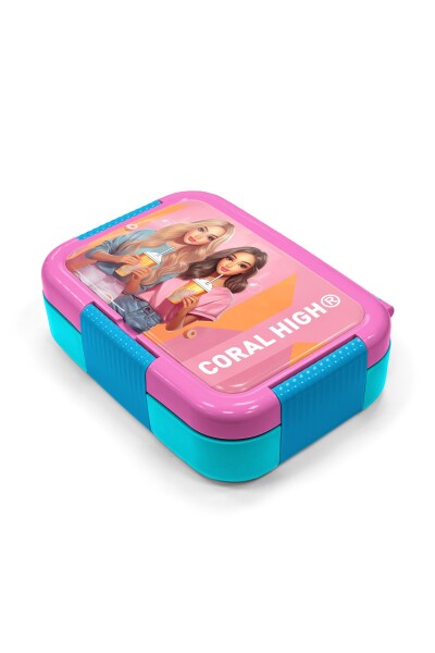 Coral High Kids Pembe Neon Mercan Fashion Desenli Paslanmaz Çelik Beslenme Kabı 39367 - 2