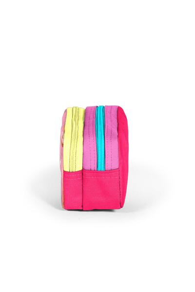 Coral High Kids Pembe Neon Mercan Fashion Girl Desenli İki Bölmeli Kalem Çantası 22144 - 2