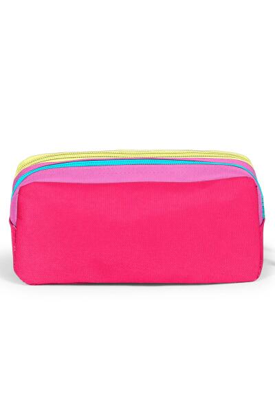 Coral High Kids Pembe Neon Mercan Fashion Girl Desenli İki Bölmeli Kalem Çantası 22144 - 3