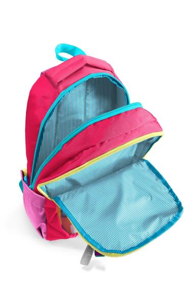 Coral High Kids Pembe Neon Mercan Fashion Girl Desenli Üç Bölmeli Okul Sırt Çantası 23669 - 3