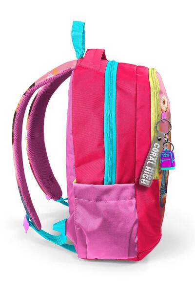 Coral High Kids Pembe Neon Mercan Fashion Girl Desenli Üç Bölmeli Okul Sırt Çantası 23669 - 4