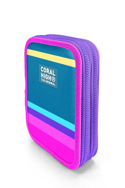 Coral High Kids Pembe Pastel Renkli Çift Katlı Kalem Çanta 11136 - 2