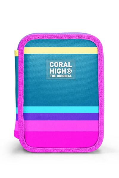 Coral High Kids Pembe Pastel Renkli Çift Katlı Kalem Çanta 11136 - 10