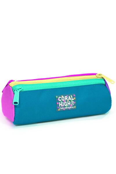 Coral High Kids Pembe Pastel Renkli Üç Bölmeli Kalem Çantası 22059 - 1