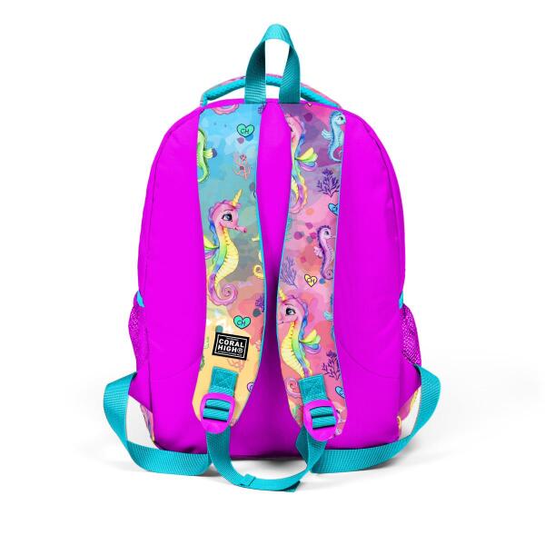 Coral High Kids Pembe Rengarenk Denizatı Desenli 3'lü Okul Çanta Seti SET0114412 - 5