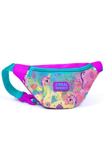 Coral High Kids Pembe Rengarenk Denizatı Desenli Bel Çanta 12623 - Coral High KIDS