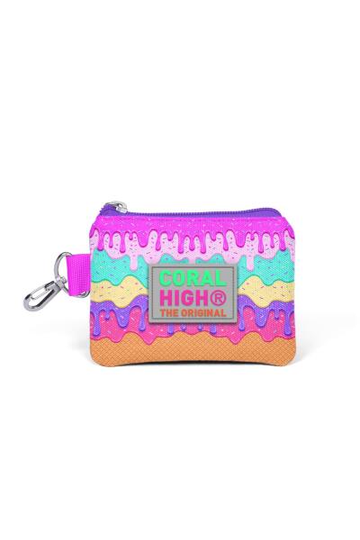Coral High Kids Pembe Rengarenk Dondurma Desenli Bozuk Para Çantası 21831 - 1