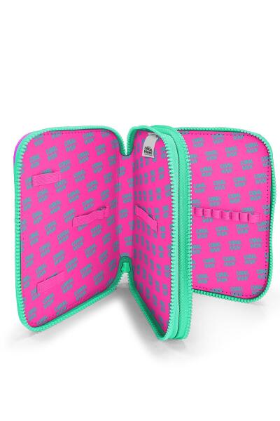 Coral High Kids Pembe Rengarenk Dondurma Desenli Çift Katlı Kalem Çanta 11131 - 4