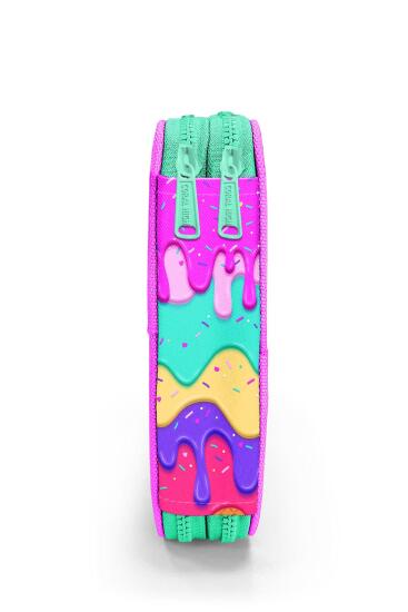 Coral High Kids Pembe Rengarenk Dondurma Desenli Çift Katlı Kalem Çanta 11131 - 8