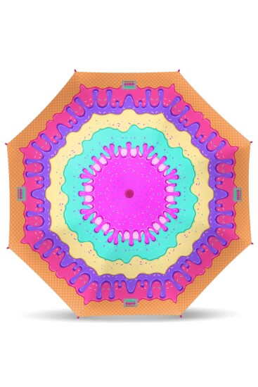 Coral High Kids Pembe Rengarenk Dondurma Desenli Çocuk Şemsiyesi 12661 - 2