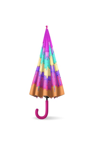 Coral High Kids Pembe Rengarenk Dondurma Desenli Çocuk Şemsiyesi 12661 - 7