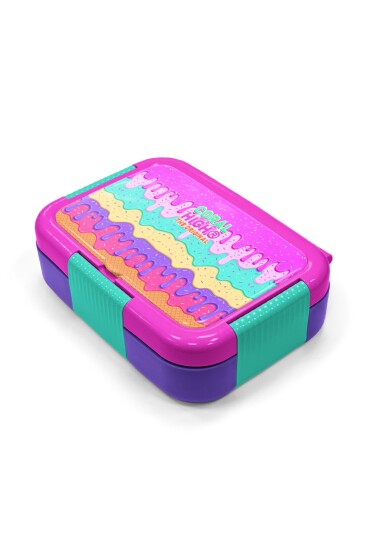 Coral High Kids Pembe Rengarenk Dondurma Desenli Paslanmaz Çelik Beslenme Kabı 39244 - 2