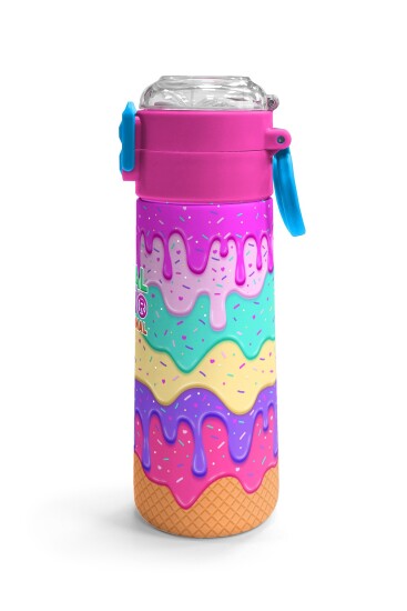 Coral High Kids Pembe Rengarenk Dondurma Desenli Pipetli ve Direkt İçim Çelik Termos 500 ml 31938 - 3