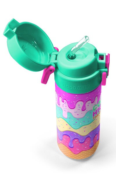 Coral High Kids Pembe Rengarenk Dondurma Desenli Pipetli ve Direkt İçim Çelik Termos 500 ml 31938 - 2