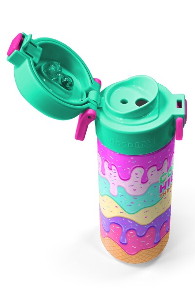 Coral High Kids Pembe Rengarenk Dondurma Desenli Pipetli ve Direkt İçim Çelik Termos 500 ml 31938 - 3