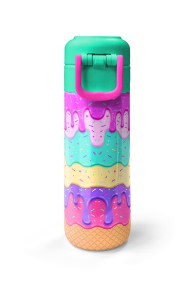 Coral High Kids Pembe Rengarenk Dondurma Desenli Pipetli ve Direkt İçim Çelik Termos 500 ml 31938 - 7