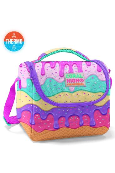 Coral High Kids Pembe Rengarenk Dondurma Desenli Thermo Beslenme Çantası 11731 - Coral High KIDS