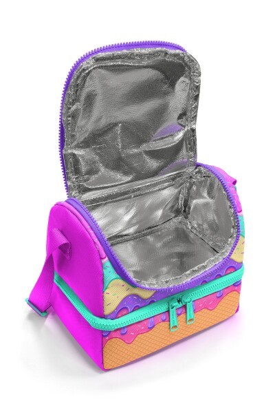 Coral High Kids Pembe Rengarenk Dondurma Desenli Thermo İki Katlı Beslenme Çantası 37211 - 3