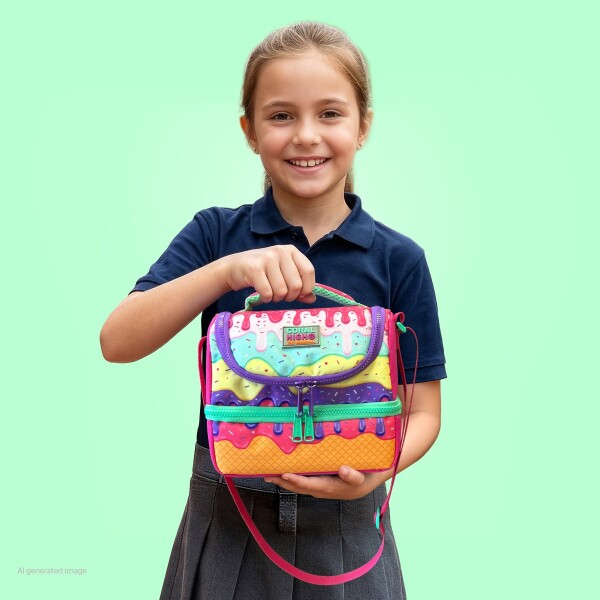 Coral High Kids Pembe Rengarenk Dondurma Desenli Thermo İki Katlı Beslenme Çantası 37211 - 4