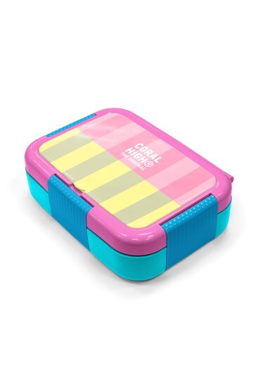 Coral High Kids Pembe Sarı Çizgi Desenli Paslanmaz Çelik Beslenme Kabı 39123 - 2