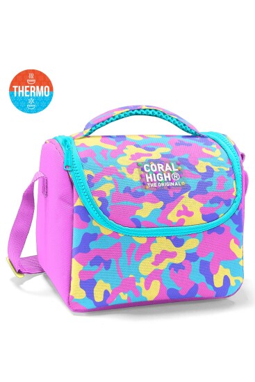 Coral High Kids Pembe Sarı Lavanta Kamuflaj Desenli Çekçekli 3'lü Çanta Seti SET0134001 - 3