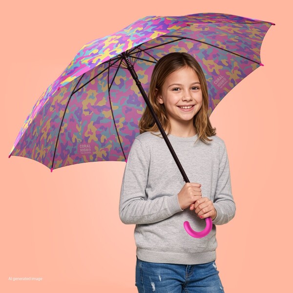 Coral High Kids Pembe Sarı Lavanta Kamuflaj Desenli Çocuk Şemsiyesi 36101 - 4