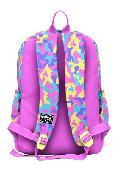 Coral High Kids Pembe Sarı Lavanta Kamuflaj Desenli Okul Sırt Çantası 33201 - 2