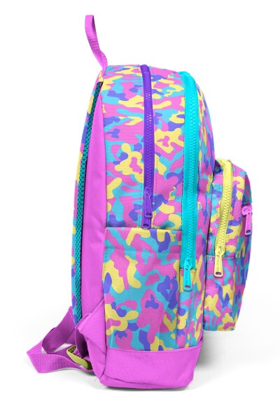 Coral High Kids Pembe Sarı Lavanta Kamuflaj Desenli Okul Sırt Çantası 33201 - 5