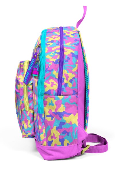 Coral High Kids Pembe Sarı Lavanta Kamuflaj Desenli Okul Sırt Çantası 33201 - 7