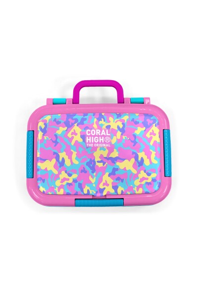 Coral High Kids Pembe Sarı Lavanta Kamuflaj Desenli Paslanmaz Çelik Beslenme Kabı 39101 - 5