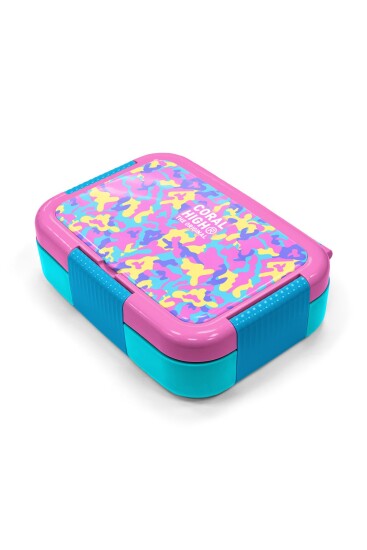 Coral High Kids Pembe Sarı Lavanta Kamuflaj Desenli Paslanmaz Çelik Beslenme Kabı 39101 - 2