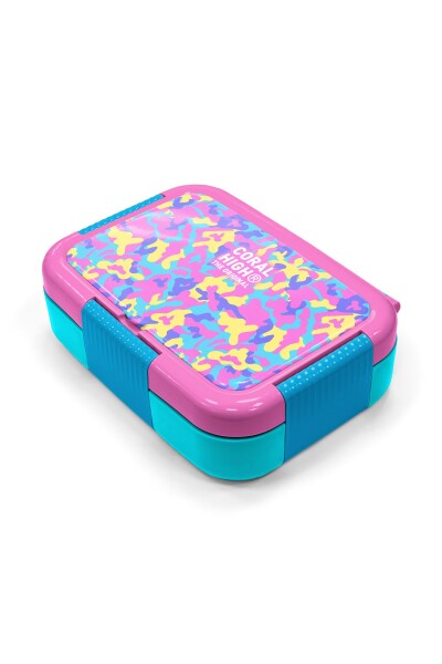 Coral High Kids Pembe Sarı Lavanta Kamuflaj Desenli Paslanmaz Çelik Beslenme Kabı 39101 - 2