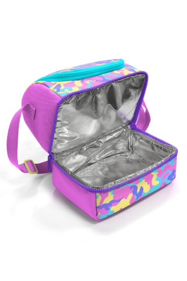 Coral High Kids Pembe Sarı Lavanta Kamuflaj Desenli Thermo İki Katlı Beslenme Çantası 37201 - 4