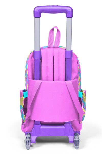 Coral High Kids Pembe Sarı Lavanta Kamuflaj Desenli Üç Bölmeli Çekçekli Okul Sırt Çantası 34001 - 2