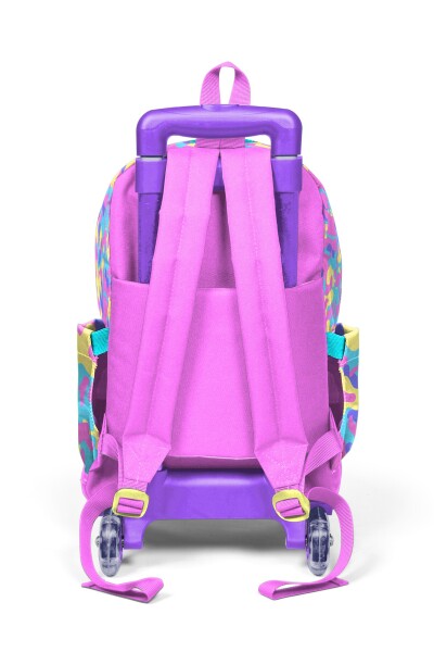 Coral High Kids Pembe Sarı Lavanta Kamuflaj Desenli Üç Bölmeli Çekçekli Okul Sırt Çantası 34001 - 4