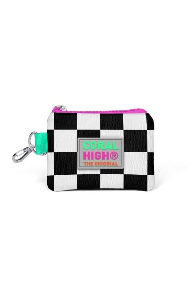 Coral High Kids Neon Pembe Dama Desenli Bozuk Para Çantası 21801 