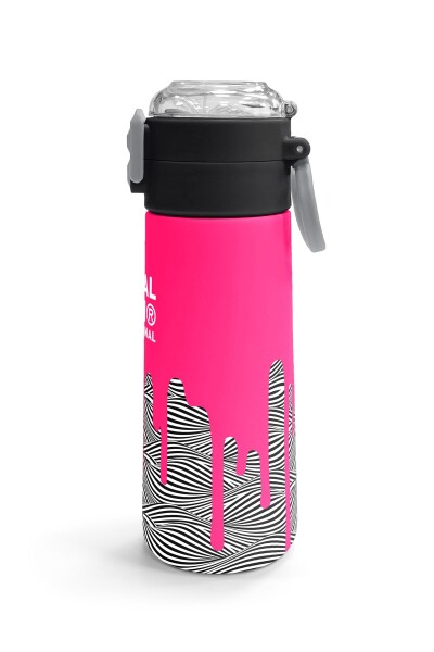 Coral High Kids Pembe Siyah Beyaz Desenli Pipetli ve Direkt İçim Çelik Termos 500 ml 31878 - 3