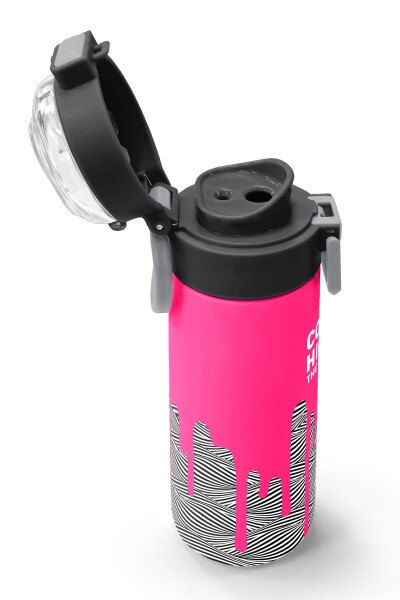 Coral High Kids Pembe Siyah Beyaz Desenli Pipetli ve Direkt İçim Çelik Termos 500 ml 31878 - 6