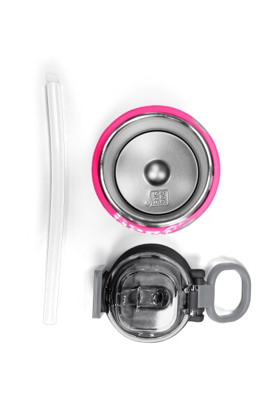 Coral High Kids Pembe Siyah Beyaz Desenli Pipetli ve Direkt İçim Çelik Termos 500 ml 31878 - 7