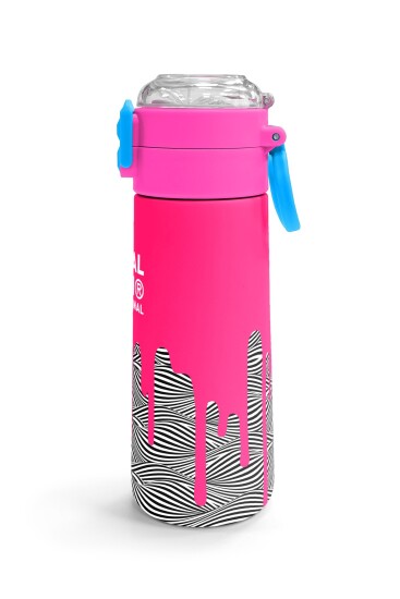 Coral High Kids Pembe Siyah Beyaz Desenli Pipetli ve Direkt İçim Çelik Termos 500 ml 31878 - 3