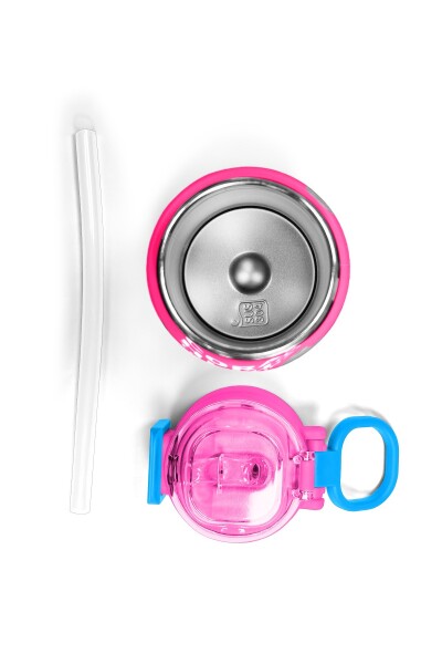 Coral High Kids Pembe Siyah Beyaz Desenli Pipetli ve Direkt İçim Çelik Termos 500 ml 31878 - 7