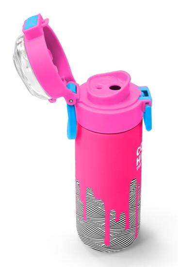 Coral High Kids Pembe Siyah Beyaz Desenli Pipetli ve Direkt İçim Çelik Termos 500 ml 31878 - 6