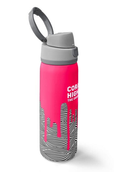Coral High Kids Pembe Siyah Beyaz Desenli Pipetli ve Direkt İçim Çelik Termos 800 ml 38539 - 2