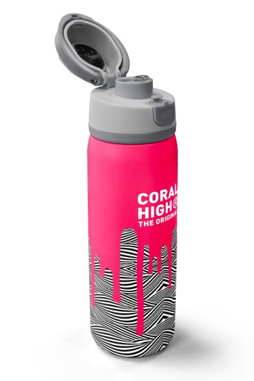 Coral High Kids Pembe Siyah Beyaz Desenli Pipetli ve Direkt İçim Çelik Termos 800 ml 38539 - 3