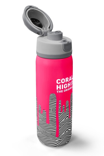 Coral High Kids Pembe Siyah Beyaz Desenli Pipetli ve Direkt İçim Çelik Termos 800 ml 38539 - 3