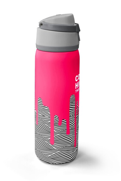 Coral High Kids Pembe Siyah Beyaz Desenli Pipetli ve Direkt İçim Çelik Termos 800 ml 38539 - 4