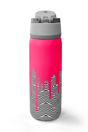 Coral High Kids Pembe Siyah Beyaz Desenli Pipetli ve Direkt İçim Çelik Termos 800 ml 38539 - 6